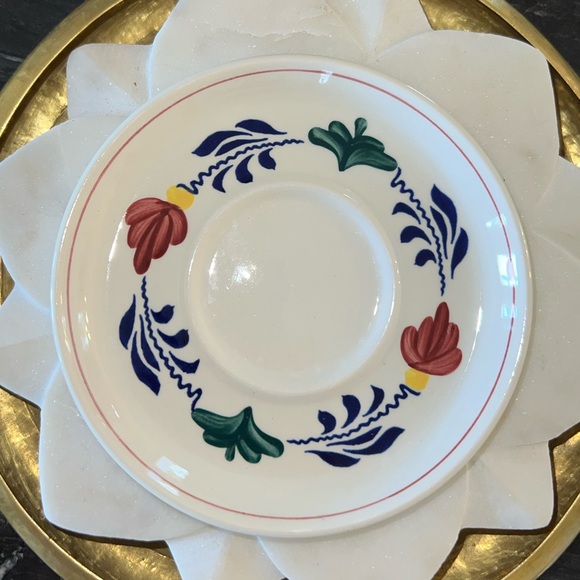 Vintage Royal Boch Boerenbont Gingham Hand Painted Cup + Saucer Made in Belgium - Picture 6 of 9